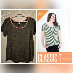 Lularoe Classic T Black With Pink Neck Trim Size Small